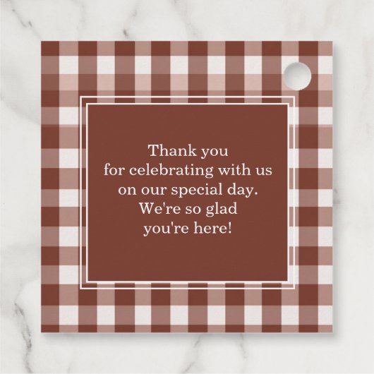 Étiquettes Cadeau En vichy Brown Monogramme Crest (Dos)