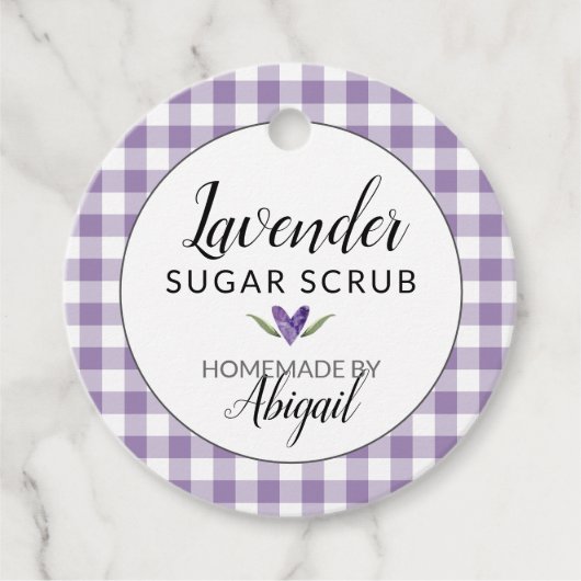 Étiquettes Cadeau en vichy Lavender Sugar Scrub (avec ingrédients) (Devant)