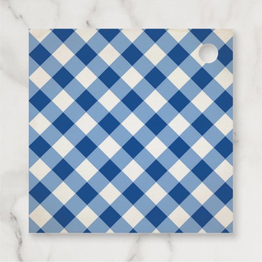 Étiquettes Cadeau En vichy Q bébé et Merci de tournesol bleu (Dos)