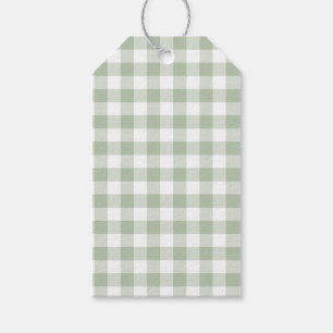 Étiquettes Cadeau En vichy Vert Sage