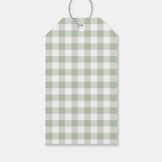 Étiquettes Cadeau En vichy Vert Sage (Devant)