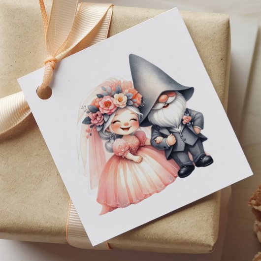 Étiquettes Cadeau Enchanter Garden Gnome Bride Groom Rustique Mariag