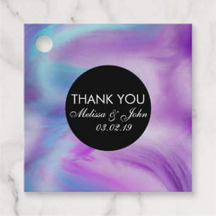 Étiquettes Cadeau Encre Liquide Coloré Tourbillon de Marbre Violet M