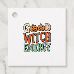 Étiquettes Cadeau Énergie de bonne sorcière Design vectoriel Hallowe