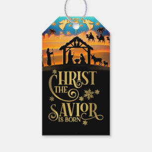 Étiquettes-cadeau "Enfant Jésus de la Nativité dans la crèche