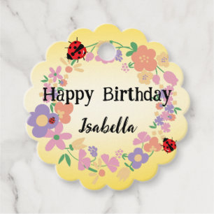 Étiquettes Cadeau Enfants Cute Polka dot Ladybug Spring Flower Anniv
