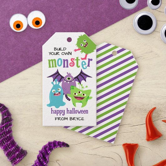 Étiquettes-cadeau Enfants Halloween Party Construisez votre propre m