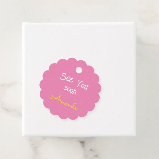 Étiquettes Cadeau Enfants roses mignons customisés (En situation)