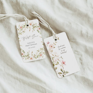 Étiquettes-cadeau Enfants Roses sauvages premier anniversaire