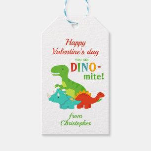 Étiquettes-cadeau Enfants Valentines Jour Dinosaur Dino-mite Coloré