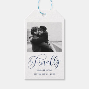 Étiquettes-cadeau Enfin photo minimaliste Mariage Enregistrer la dat
