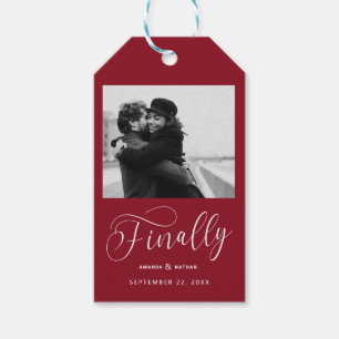 Étiquettes-cadeau Enfin photo minimaliste Mariage Enregistrer la dat