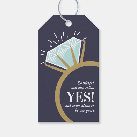 Étiquettes-cadeau Engagement partie graphique bague en or merci (Devant)