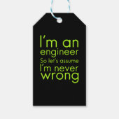 Étiquettes-cadeau Engineers never go wrong funny toxits for ineeri (Devant)