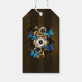 Étiquettes-cadeau Engrenages à vapeur et papillons bleus (Dos)