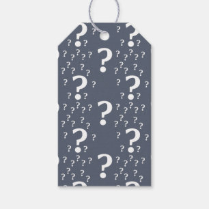 Étiquettes-cadeau Énigme point d'interrogation casse-tête bleu-gris
