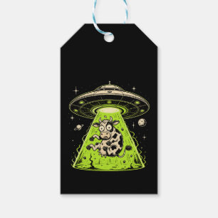 Étiquettes-cadeau Enlèvement de vache extraterrestre Weirdcore Surré
