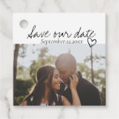 Étiquettes Cadeau Enregistrer notre date manuscrite photo personnali (Devant)