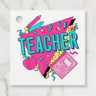 Étiquettes Cadeau Enseignant Rétro Coloré Années 90 Retour à l'École