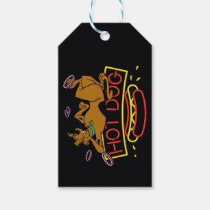 Étiquettes-cadeau Enseigne au néon de hot-dog de Scooby-Doo