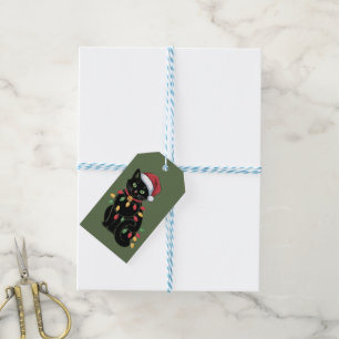 Étiquettes-cadeau Ensemble de Noël pour amateur de chat noir Cadeau