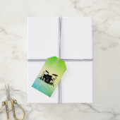 Étiquettes-cadeau Ensemble de tambour monogramme vert (Avec de la ficelle)