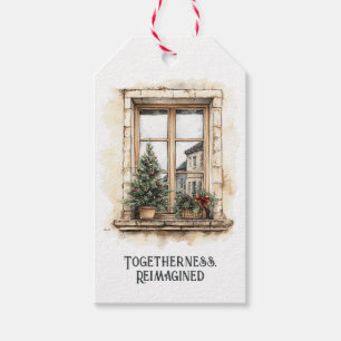 Étiquettes-cadeau Ensemble Réinventé Noël Rustique à la Fenêtre