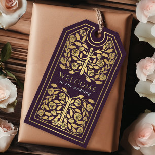 Étiquettes-cadeau Épée Royale Médiévale Dorée de Mariage Bienvenue A