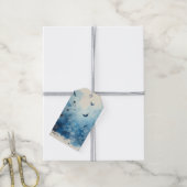 Étiquettes-cadeau Ephémère aquarelle bleue (Avec de la ficelle)