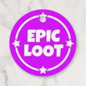 Étiquettes Cadeau Epic Loot Gamer Neon Purple Star Text Slogan (Dos)