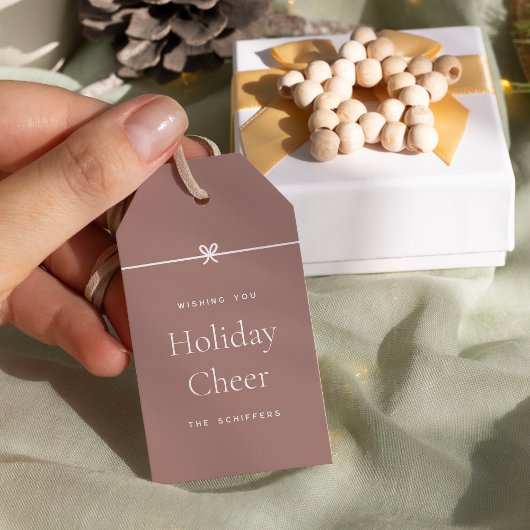 Étiquettes-cadeau Épice | Moderne Bow Simple minimum vacances Cheer