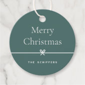 Étiquettes Cadeau Épicéa | Bow moderne Simple minimaliste Noël (Devant)