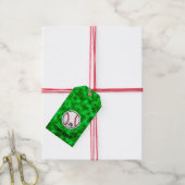 Étiquettes-cadeau Équipe de baseball NUMÉRO NOM Gazon Vert Pixelisé (Avec de la ficelle)
