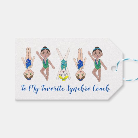 Étiquettes-cadeau Équipe de natation synchronisée Coach de nage Sync (Devant (Horizontal))