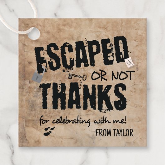 Étiquettes Cadeau Escape Room Anniversaire Merci de fête (Devant)