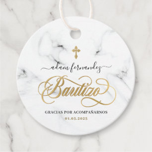 Étiquettes Cadeau Espagnol De Bautizo Gracias Gold