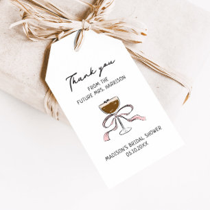 Étiquettes-cadeau Espresso Martini Fête de Mariage Dessinée à la Mai