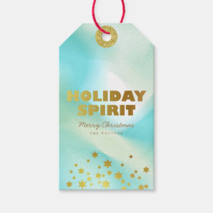 Étiquettes-cadeau Esprit de vacances   Pastel Green Gradient & Gold