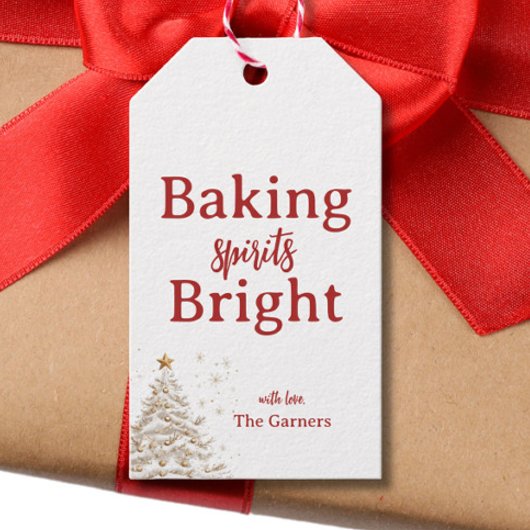 Étiquettes-cadeau Esprits de cuisson rouges de Noël