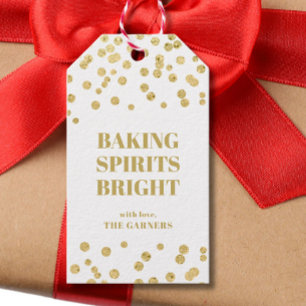 Étiquettes-cadeau Esprits de pâtisserie confettis dorés de Noël