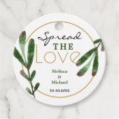 Étiquettes Cadeau Étaler l'amour Mariage Remerciements de verdure (Devant)