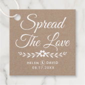 Étiquettes Cadeau Étaler l'amour typographie blanche mariage rustiqu (Devant)