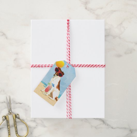 Étiquettes-cadeau Été Feu Fox Terrier (Avec de la ficelle)
