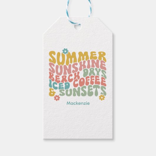 Étiquettes-cadeau Été rose Super Rétro Nom de la balise (Devant)