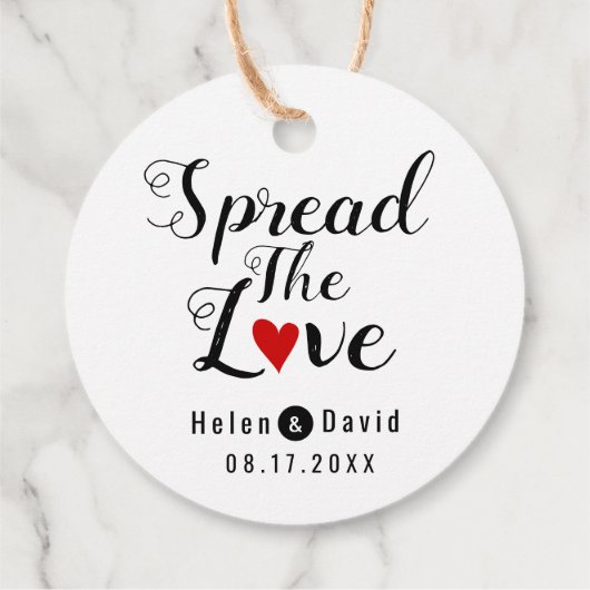 Étiquettes Cadeau Étendre la calligraphie d'amour mariage coeur roug (Dos)