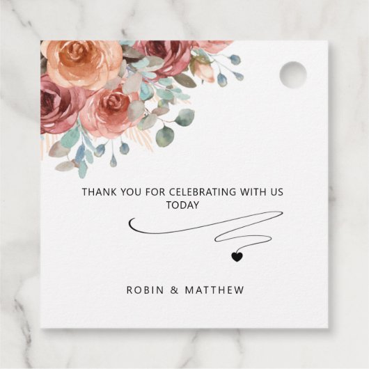 Étiquettes Cadeau Ethereal Blush, Peach Love and Thanks, Modern, (Dos)