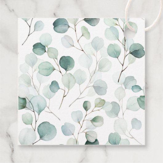 Étiquettes Cadeau Ethereal Eucalyptus Merci Mariage vert (Dos)