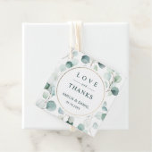 Étiquettes Cadeau Ethereal Eucalyptus Merci Mariage vert (En situation)
