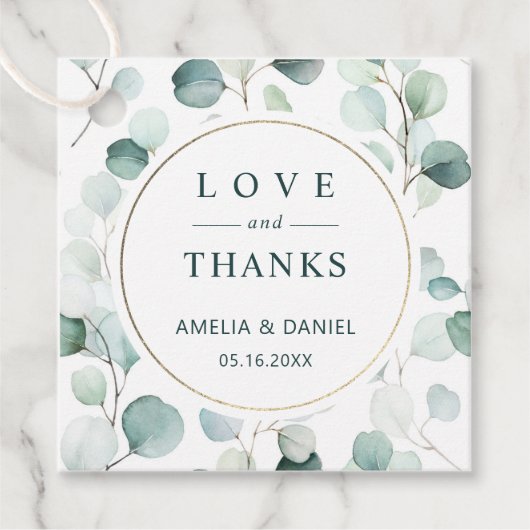 Étiquettes Cadeau Ethereal Eucalyptus Merci Mariage vert (Devant)