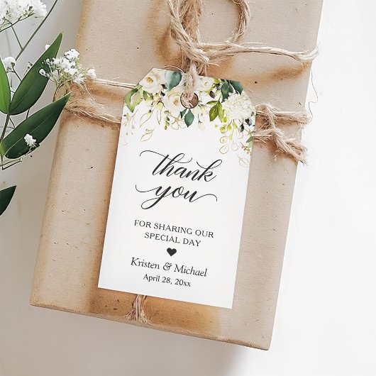 Étiquettes-cadeau Etiquette de remerciement de mariage floral rose b
